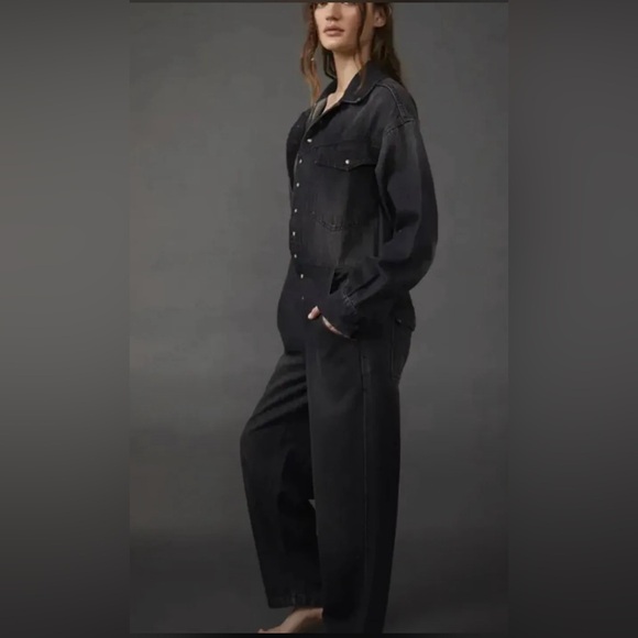 FREE PEOPLE x Care FP Townes Jumpsuit Coverall Black Denim
